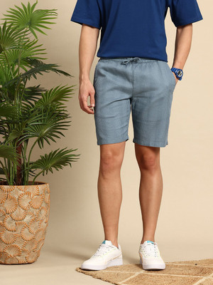 Mast & Harbour Self Design Men Blue Regular Shorts