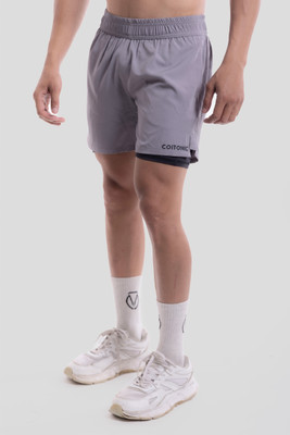 COITONIC Solid Men Grey Sports Shorts