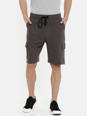 HouseOfCommon Solid Men Brown Regular Shorts