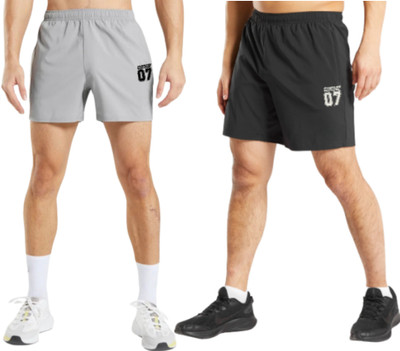 RUNNING MACHINE Solid Men Black, Grey Sports Shorts
