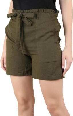 SEZNILA Solid Women Brown Regular Shorts