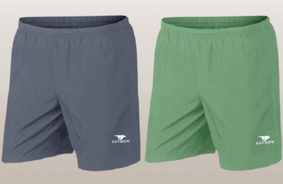 skyrow Printed Men Grey, Light Green Regular Shorts