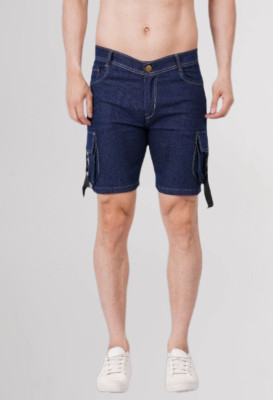 METRONAUT Solid Men Denim Dark Blue Denim Shorts