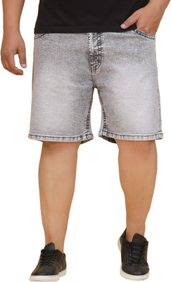 JOHN PRIDE Solid Men Grey Denim Shorts