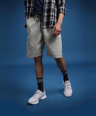 Roadster Solid Men Grey Cargo Shorts