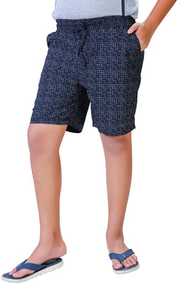 Chillax Printed Men Dark Blue Bermuda Shorts