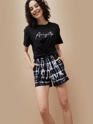 Ginger by Lifestyle Printed Women Black Regular Shorts