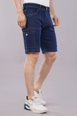 NIVASU Dyed/Washed Men Dark Blue Denim Shorts