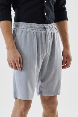 Snitch Striped Men Grey Casual Shorts