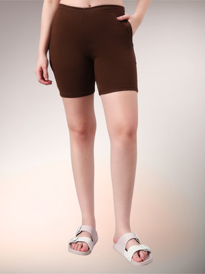 SWEETTOUCHMJO Solid Women Brown Casual Shorts