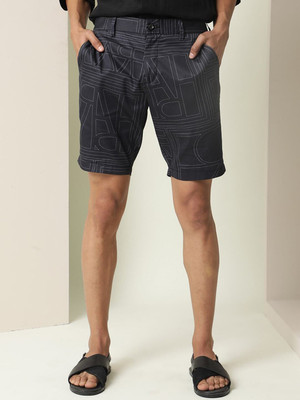 RARE RABBIT Printed Men Black Regular Shorts