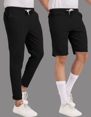 Yazole Solid Men Black Gym Shorts