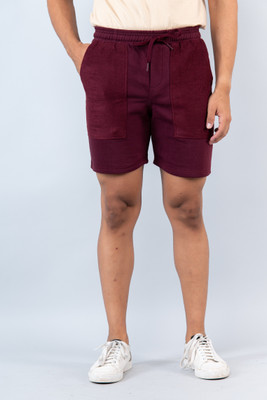 TISTABENE Solid Men Maroon Baggy Shorts
