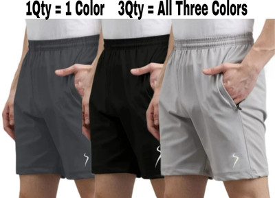 Flicfol Solid Men Black Basic Shorts
