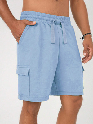 NOBERO Solid Men Light Blue Cargo Shorts