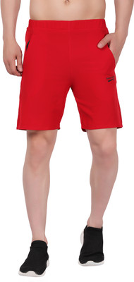 Signature fit Solid Men Red Regular Shorts