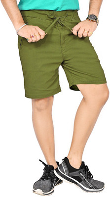 MNICreators Solid Men Green Basic Shorts