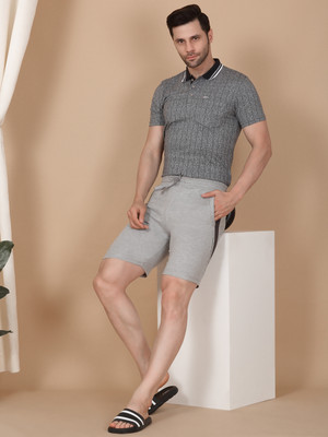 SWEET DREAMS Solid Men Grey Basic Shorts