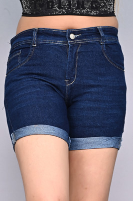 CONCEPT DENIM Dyed/Washed Women Denim Blue Denim Shorts