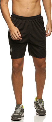 omtex Solid Men Black Sports Shorts