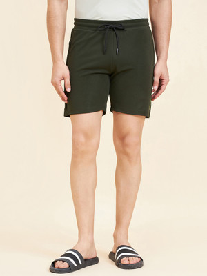 SWEET DREAMS Solid Men Dark Green Bermuda Shorts