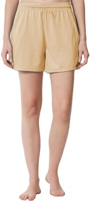 THE BLAZZE Solid Women Beige Regular Shorts