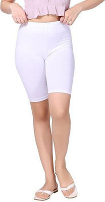 Vinaksh Solid Women White Cycling Shorts