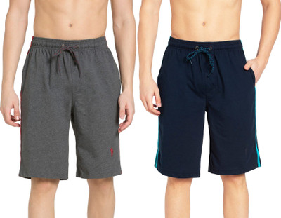 JOCKEY Solid Men Grey, Dark Blue Regular Shorts