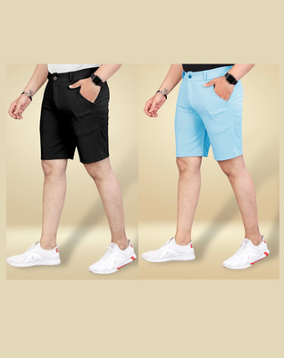 HHTRENDS Solid Men Black, Blue Basic Shorts