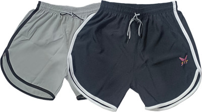 mokshii Solid Men Grey, Black Hotpants, Night Shorts