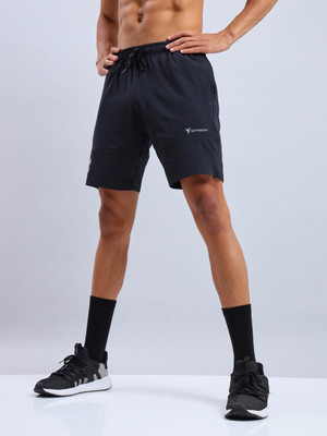 TECHNOSPORT Solid Men Black Sports Shorts