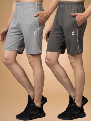 axys Solid Men Grey, Dark Grey Casual Shorts
