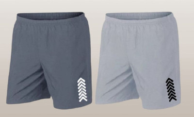 skyrow Printed Men Grey, Grey Regular Shorts