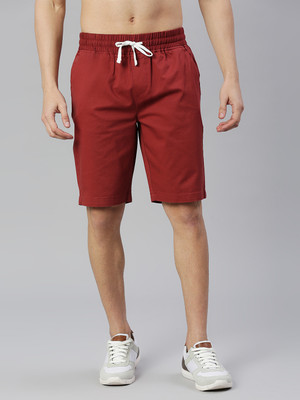 Thomas Scott Solid Men Maroon Basic Shorts