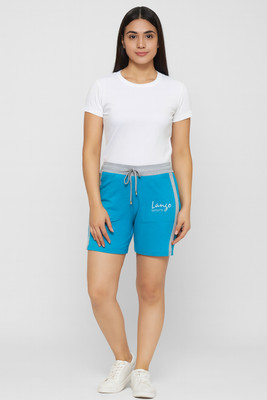 F65 Solid Women Blue Regular Shorts