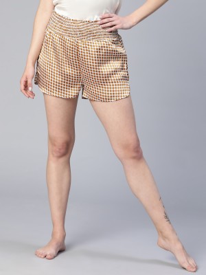 OXOLLOXO Checkered Women Brown Night Shorts