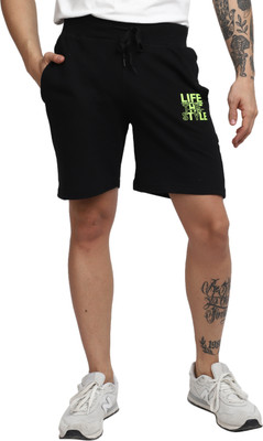 V-MART Solid Men Reversible Black, Black Regular Shorts