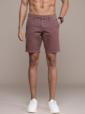 Roadster Solid Men Maroon Denim Shorts