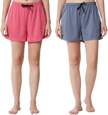 Fflirtygo Solid Women Pink, Blue Regular Shorts