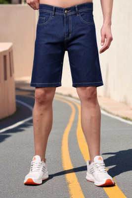 ZAYSH Solid Men Dark Blue Denim Shorts
