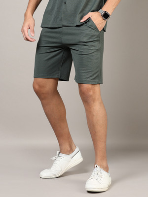 V-MART Self Design Men Green Casual Shorts