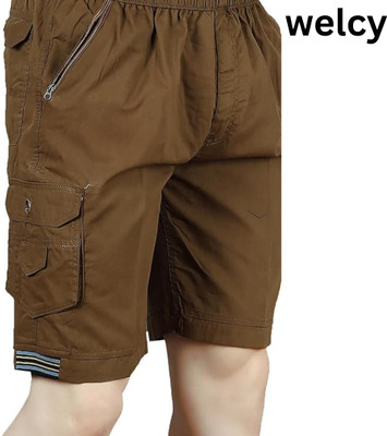 Welcy Solid Men Brown Cargo Shorts