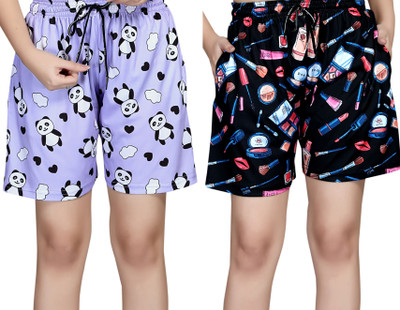 Exitro Printed Women Multicolor Night Shorts