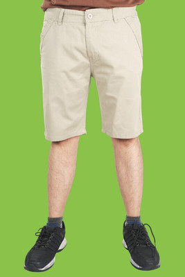 PUBHIZA Solid Men White Chino Shorts