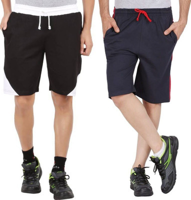Trendolo Color Block Men Dark Blue, Black Basic Shorts
