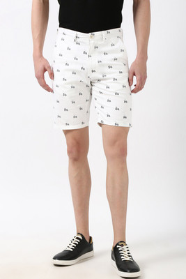 PETER ENGLAND Printed Men White Regular Shorts