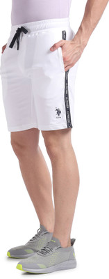 U.S. POLO ASSN. Self Design Men White Sports Shorts