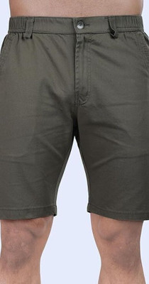 24 Street Solid Men Green Casual Shorts