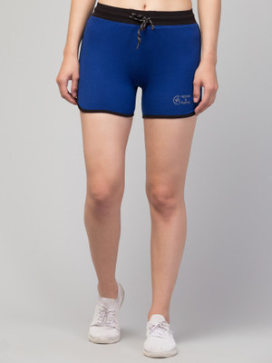CKARFE Self Design Women Blue Gym Shorts, Regular Shorts, Cycling Shorts, Running Shorts