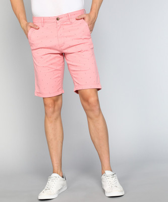 Louis Philippe Sport Printed Men Pink Chino Shorts